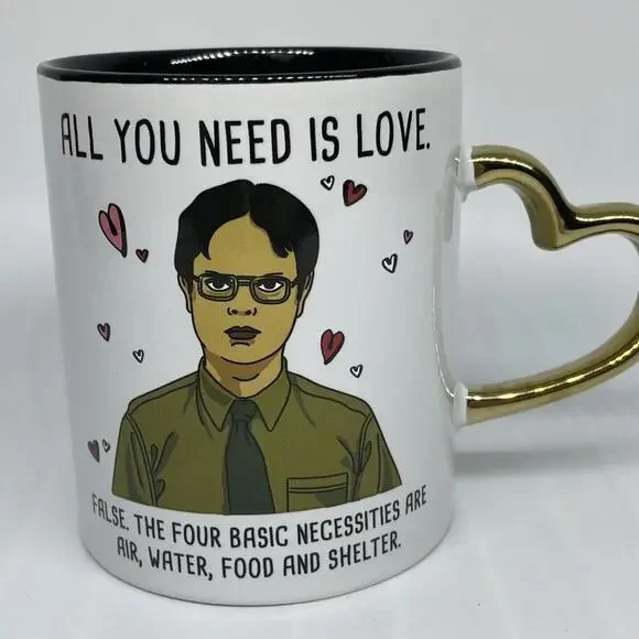 Dwight Schrute THE OFFICE‎ Coffee Mug 14 Oz Ceramic All You Need Is Love Peacock - Picture 2 of 4